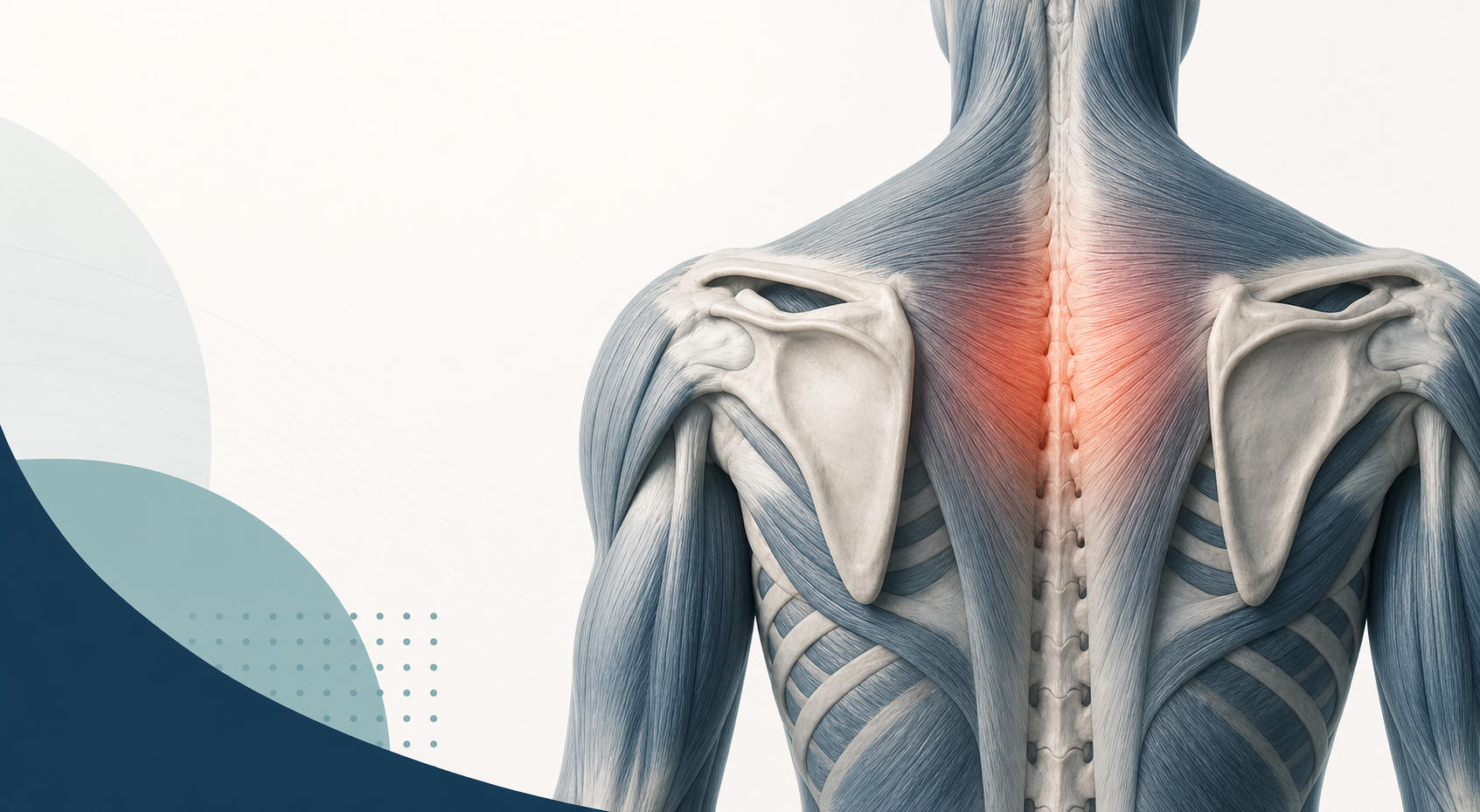 Kürek kemiği çevresi ve üst sırt bölgesini gösteren stilize anatomik illüstrasyon